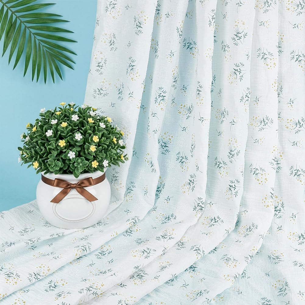 Amazon | BENECREAT 約145x130cm ダブルガーゼ生地 黄色の花柄 ガーゼ